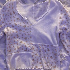 American Eagle Outfitters White Floral Blouse